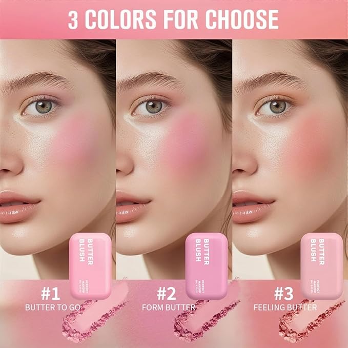 5 Color Powder Blush, Embossed Butter Blush, Matte Powder Makeup Blush for Cheeks