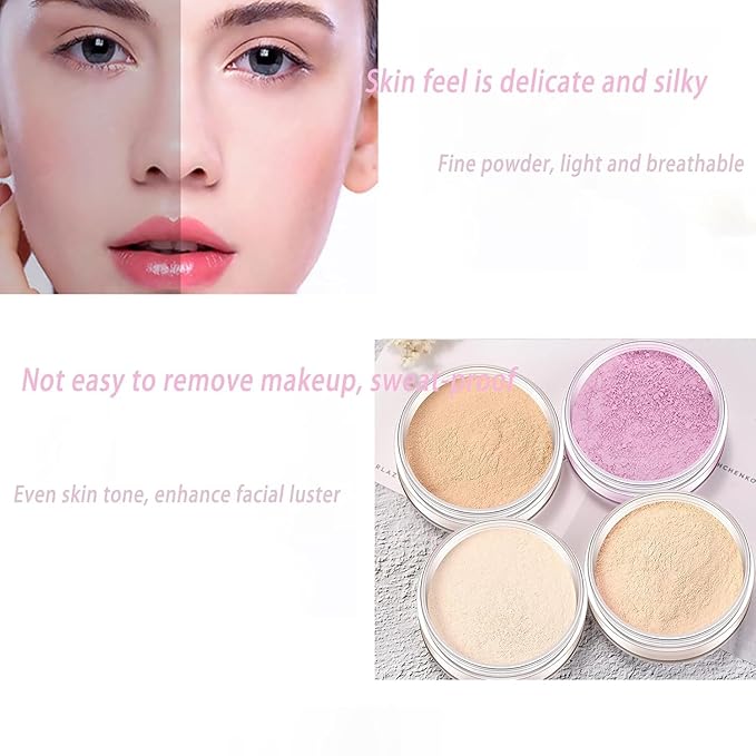 Allaura Beauty Blurring Setting Powder, Pink for All Skin Tones (05#+06#, One Size)