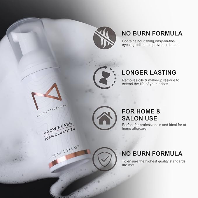 M - Permanent Makeup Brow & Lash Foam Cleanser For Eyelash Extensions, Microblading, Powder Brows, Eyebrows, Nano Brows, Permanent Make Up 60ML