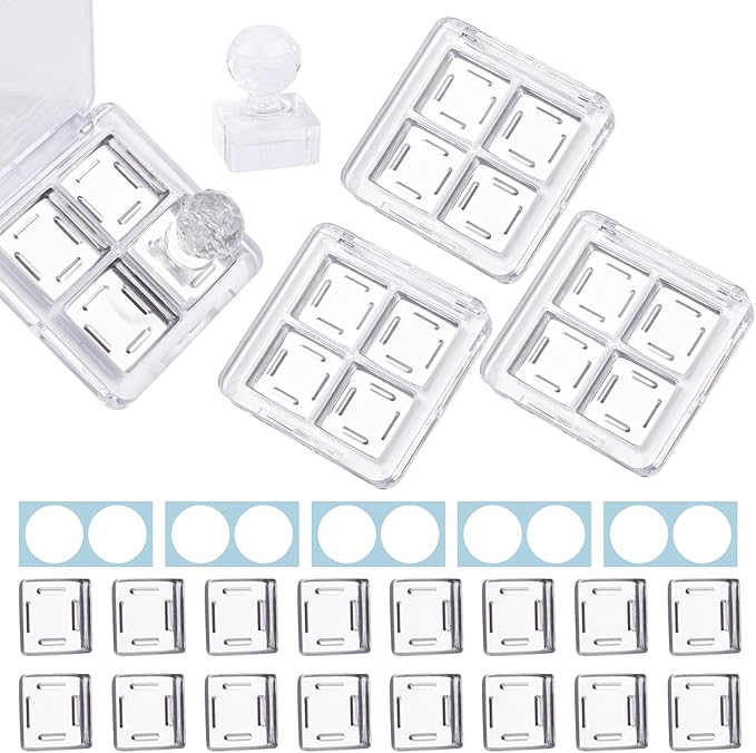 Framendino, 4 Sets Acrylic Empty Eye Shadow Pallet Grids Storage Case with Seal for DIY Craft
