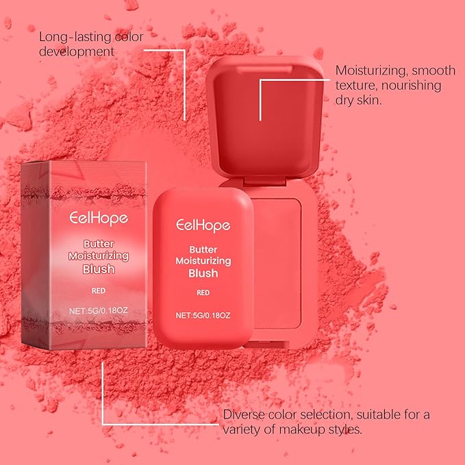 Cream Blush Palette,Butter Powder Blush for Cheeks Makeup,Butter Moisturizing Red Blush, Longwear Face Makeup and Waterproof,Smudge Proof,Natural-Looking Matte Finish