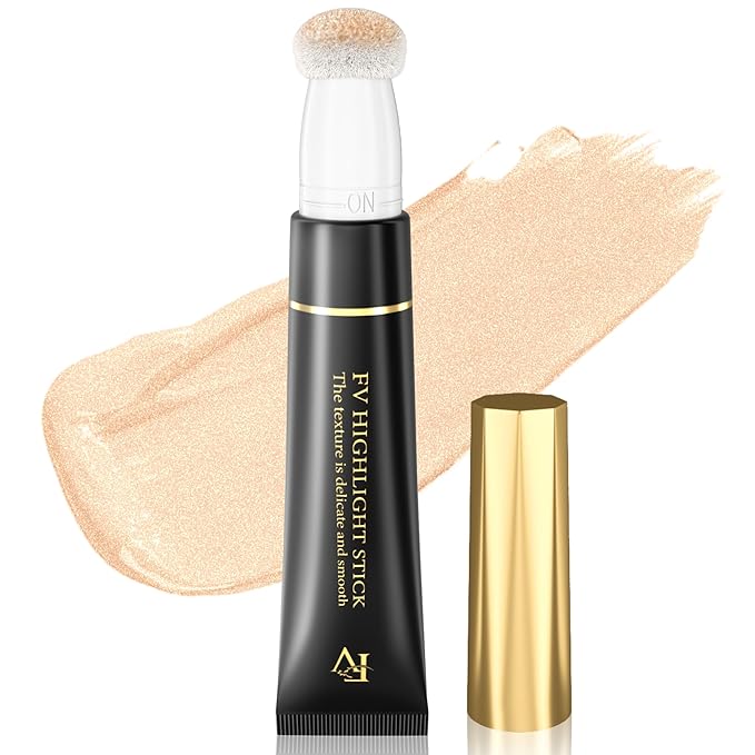FV Liquid Highlighter Makeup, Lightweight & Shimmer Finish Highlighter Beauty Wand with Buildable Formula, Multiuse Face Highlighter Stick for Glowing Skin, Vegan & Cruelty-free, 02 Moonlight