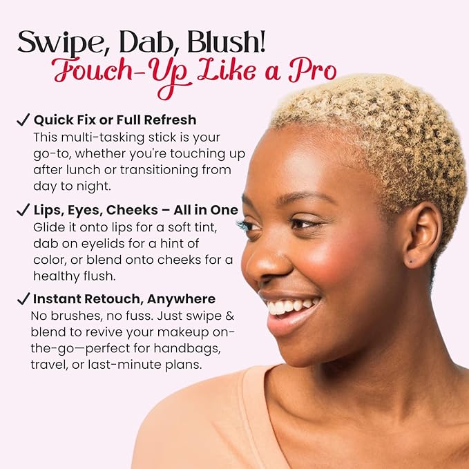 M2U NYC Coral Cream Blush Stick – 3-in-1 Cream Blush for Cheeks, Lips & Eyes – Natural Dewy Finish with Shimmer – Lightweight Blusher for Cheeks, Buildable Formula Infused with Shea Butter