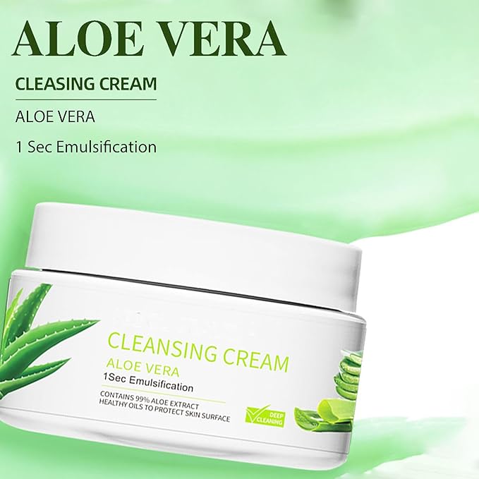 Aloe Vera Makeup Remover Balm, Deep Clear Pore Cleansing Melting Balm Facial Cleanser, Moisturized Finish with Plant Based Oil, Mini Makeup Remover Travel Size for All Skin Types