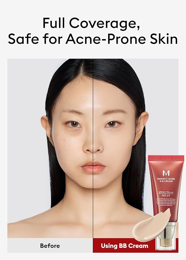 MISSHA M Perfect Cover BB Cream No.23 Natural Beige -Light/Medium with Cool/Neutral Undertone SPF 42 PA +++ 1.69 Fl Oz - Tinted Moisturizer with SPF
