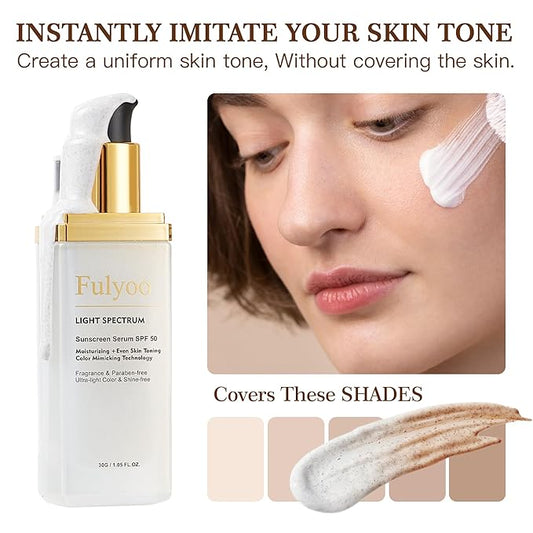 4-in-1 Tinted Moisturizer With SPF50,Anti-Aging,Against UVA and UVB,Bio Mimic Foundation,Suitable for Sensitive Skin,Simple and Easy