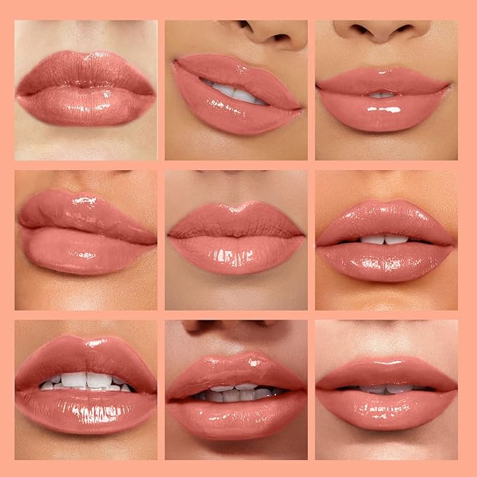 Hydrating Lip Glow Oil - Moisturizing Tinted Lip Gloss Plumping Nourishing Non-sticky Long Lasting Lip Stain with Cherry Oil 0.27 fl.oz (Pink)
