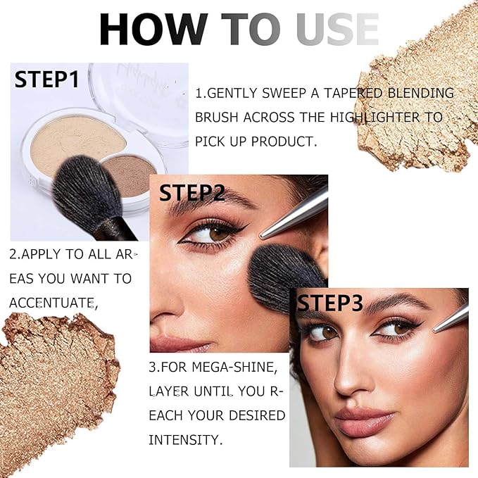 Face High Lighters Makeup Glitter Illuminator Pressed Powder Luminizers Eyeshadow Palette Powder for Face Body Cheek Skin 2#