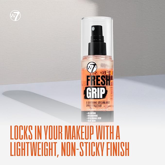 W7 Fresh Grip Soothing Setting Spray - Hydrating Bi-Phase Formula with Hyaluronic Acid & Vitamin E for Long-Lasting Makeup Hold, 3.38 fl oz