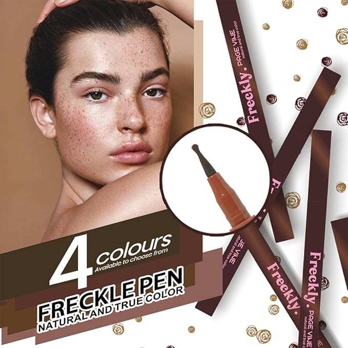 Freckle Pen,Faux Freckle Stamp Waterproof,Fake Face Freckles Stain Makeup Long Lasting Quick Dry,Natural Lifelike Soft Dot Freck Pen 2PCS-03 Dark