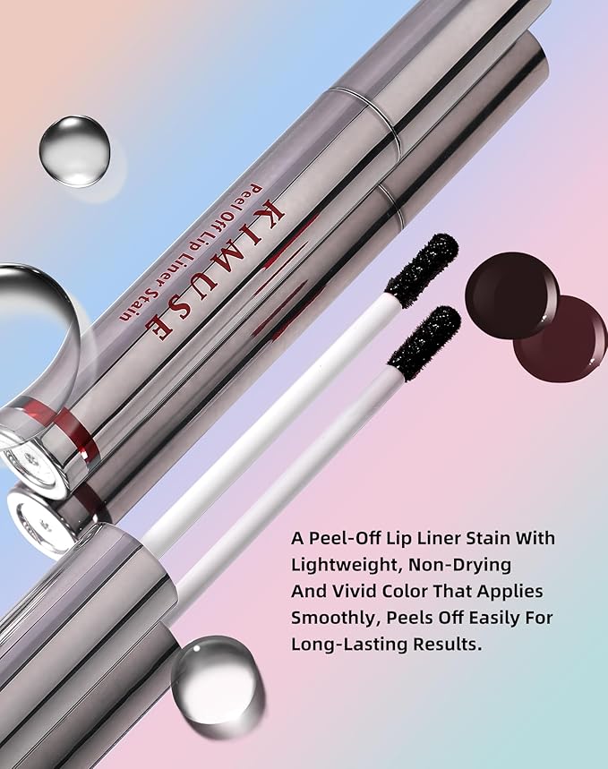 KIMUSE Lip Stain Peel Off, Lip Stain & Liner All In One, Peel Off Lipstains With Tweezer, Waterproof, Long Lasting, Natural Matte Finish