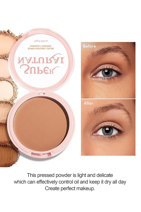 Matte Setting Powder 8 Colors Lightweight Oil Control Pressed Powder Foundation Flawless Long-Lasting Finishing Powder Foundation (Color 01)