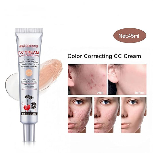 MAEPEOR Color Correcting CC Cream 5 Colors Lightweight Multi-Purpose Facial Concealer with Illuminating Finish Soothes & Hydrates Skin (02 Light)