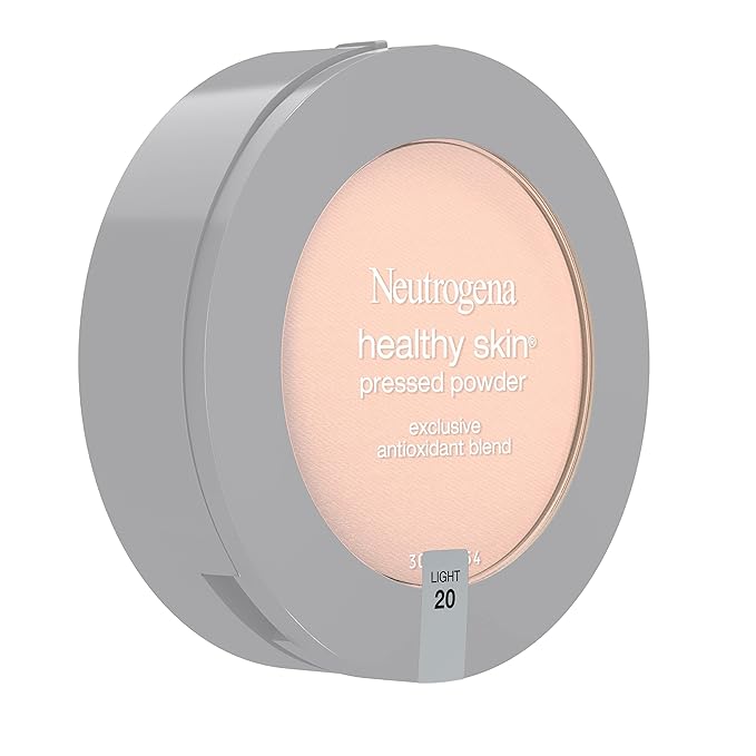 Neutrogena Healthy Skin Pressed Makeup Powder Compact with Antioxidants & Pro Vitamin B5, Evens Tone, Minimizes Shine & Conditions, Light 20, 0.34 oz