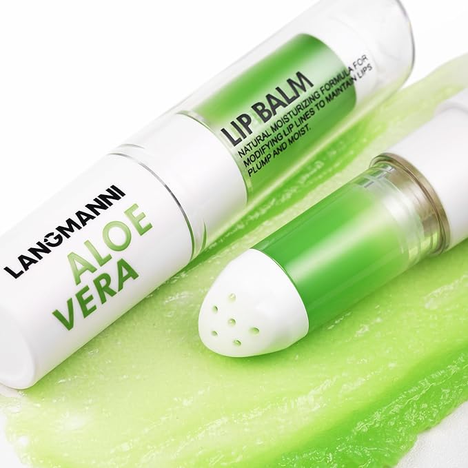 Jolilab 4 Pcs Aloe Vera Lip Balm Lip Gloss, Long Lasting Hydrating Lip Care Nutritious Lip Oil Plumper Lip Balm Moisturizer Lip Gloss Lip Makeup Set for Gilrs and Women(4Pcs)