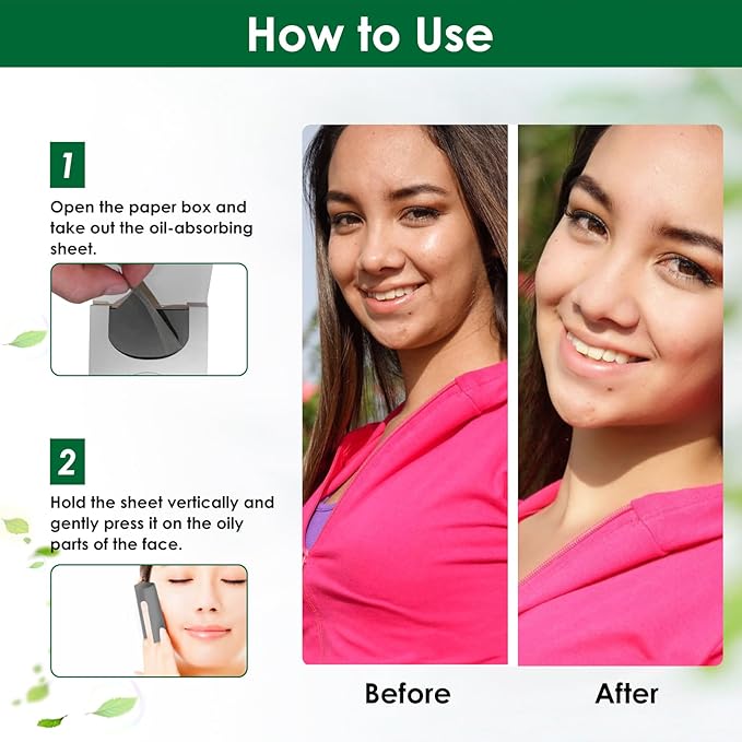 Blotting Paper for Oily Skin,Makeup Oil Absorbing Sheets for Face, Natural Bamboo Charcoal Facial Oil Blotter,Individual Premium Oily Face Oil Control Paper,Travel Size Oil Absorbent Pads for Face