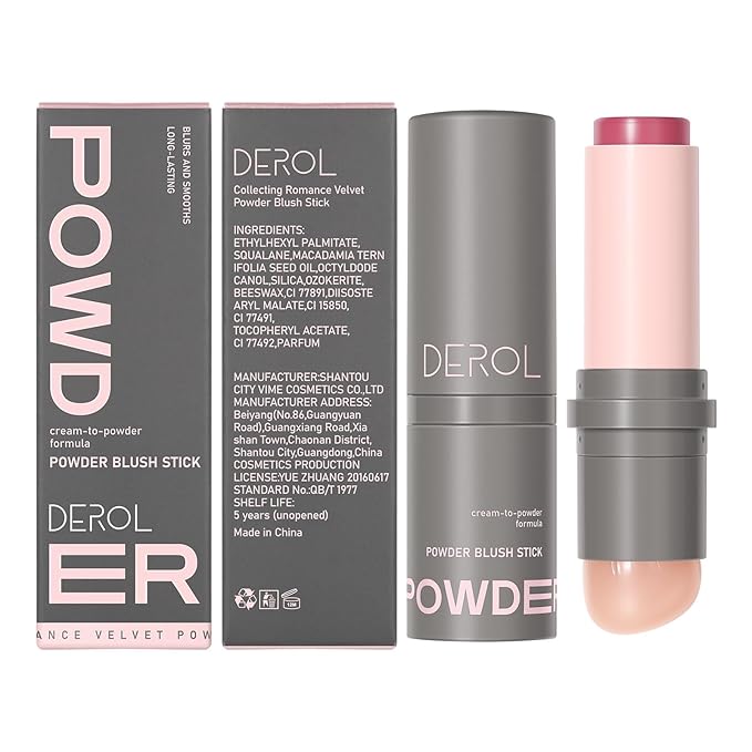 Cream to Powder Blush Stick, Built-In Jelly-like Silicone Makeup Applicator, Buildable & Blendable, Multi-use Blush Makeup Stick for Cheeks, Lips and Eyes, 03 NEVER TOO MUCH