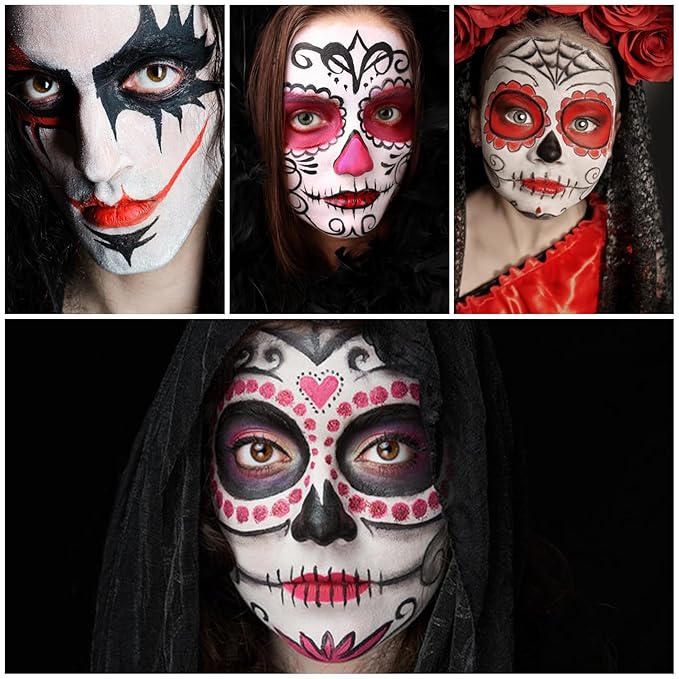 Clown Makeup Kit - Black White Red Face Body Paint Palette for Halloween, SFX, Joker, Zombie, Cosplay, Vampire