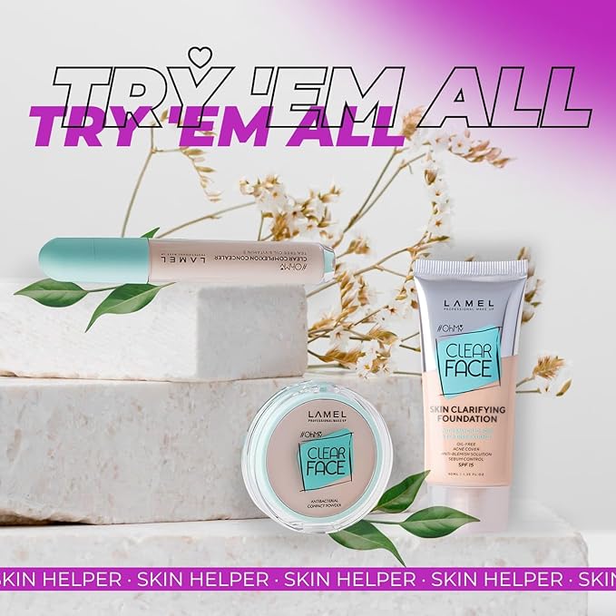 Oh My Clear Face Full Coverage Foundation for Oily & Acne Prone Skin, Salicylic Acid & Tea Tree Extract, Anti-Blemish Sensitive Skin Care, Organic & Oil-Free, 405 Buff Beige, 40 ml / 1.35 fl.oz