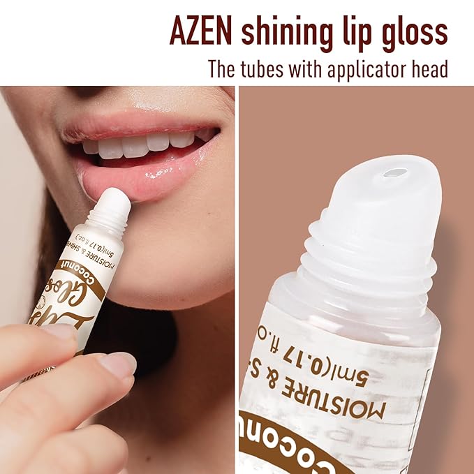 AZEN 60 Pack Lip Gloss Set, Color Lip Oil for Dry Cracked Lips Moisturizing Hydrating Nourishing with Vitamin E