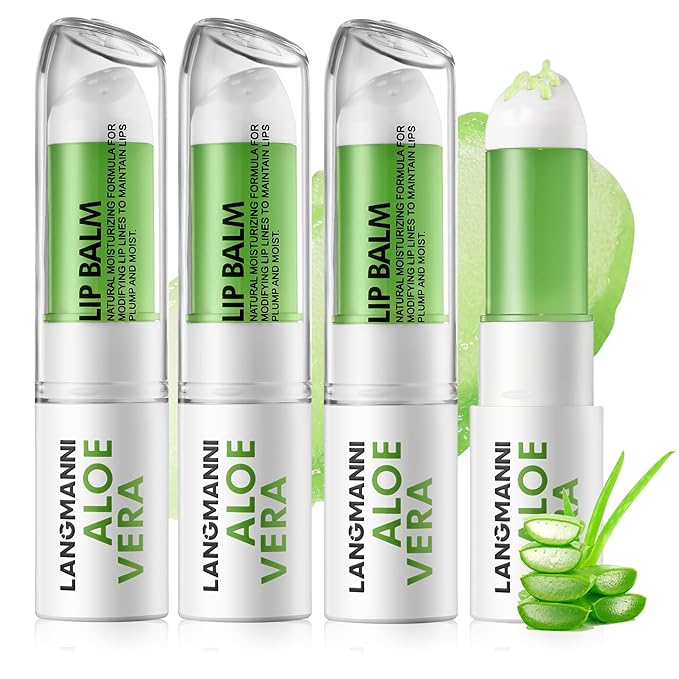 Jolilab 3 Pcs Aloe Vera Lip Balm Lip Gloss, Long Lasting Hydrating Lip Care Nutritious Lip Oil Plumper Lip Balm Moisturizer Lip Gloss Lip Makeup Set for Gilrs and Women(3Pcs)