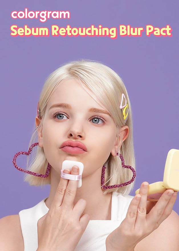 Colorgram Sebum Retouching Blur Pact + Milk Bling Heartlighter 02 Pink Heart Bundle
