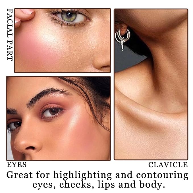 6PCS Cream Blush Sticks,Multi-Use Sticks for Blush,Highlighter & Bronzer Contour,Natural Matte & Glitter Finishing Contour Stick,Waterproofing Face Makeup Stick Set with Makeup Sponge