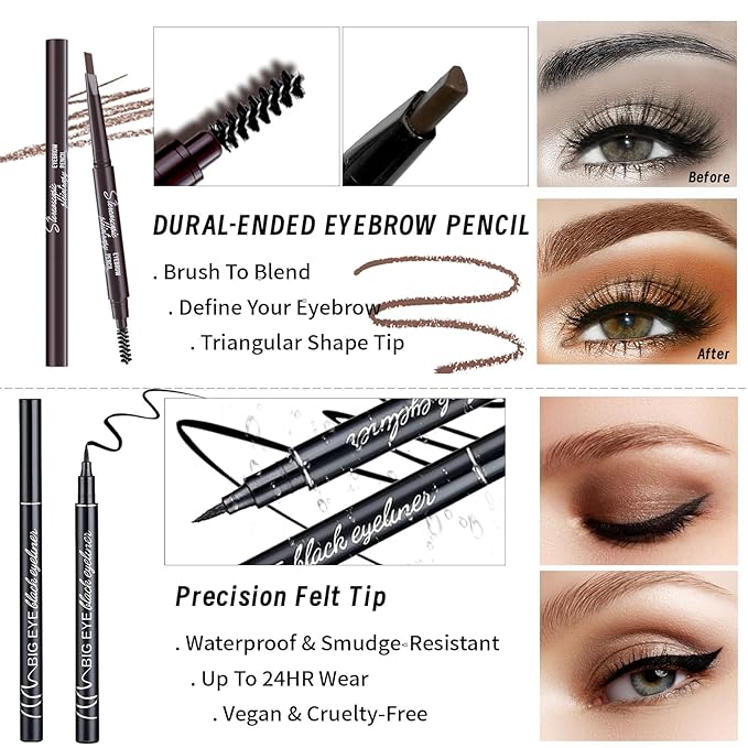 Makeup Set Full Kit for Girls Teens Women, Makeup Present Set, Includes Eyeshadow, Foundation, Blusher, Eyebrow Pencil, Mascara, Eyeliner, Brushes, Lip Gloss, Sponge, Cosmetic Bag