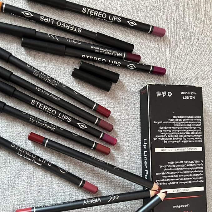 12 PCS Nude Red Deep Red Brown Matte Lip Liner Pencil Set Waterproof Long Lasting Lip Liner Lipstick for Women