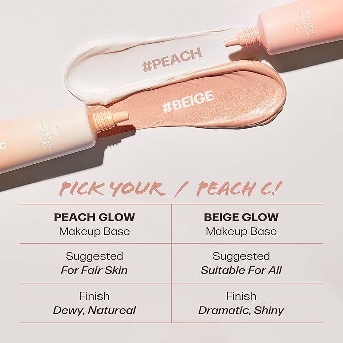 PEACH C Peach Glow Make Up Base - Hydrating, Moisturizing, Illuminating Pearl Make Up Base - Lightweight, Smudge-Proof & Pearly Shimmer Korean Makeup Primer Illuminating Face Cream (1.18 fl oz)