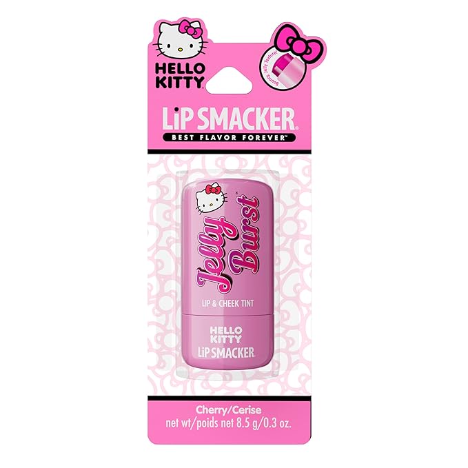 Lip Smacker Hello Kitty So Jelly Lip & Cheek Tint, Moisturizing Sheer & Buildable Color, Fun Bouncy Jelly Texture, Sweet Cherry Flavor - Cherry