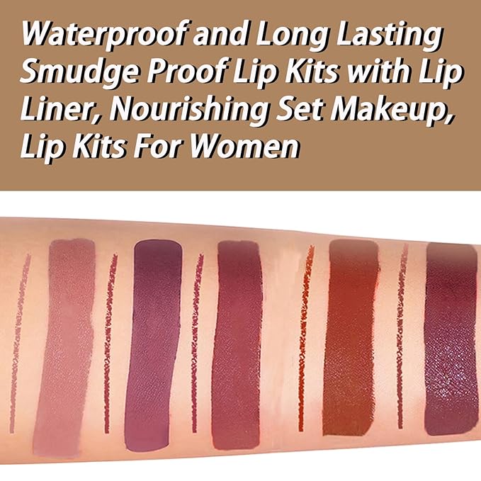 Lipstick and Lip Liner Combo Set, 2 in 1 Liquid Lip Liner Set, Lip Kit With Lip Liner and Gloss, Lip Gloss and Lip Liner Set, Lip Makeup, Matte Lipstick Beauty Daily Cosmetics Gift for Girls (#18, s)