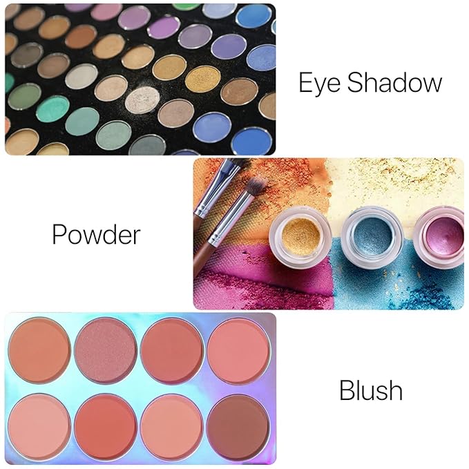 VANANA DIY Magnetic Palette with Mirror, for Eyeshadow Lipstick Powder Highlighter Storage, with 12 Pieces of Round Metal Pans (Black - With Mirror, 15x10cm - With 15pcs Square Pans)