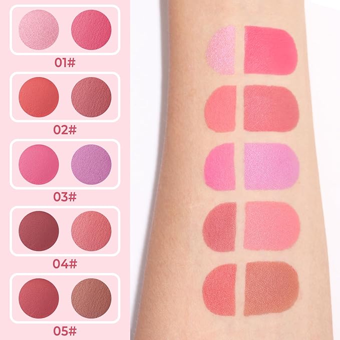 UCANBE Cream Dual Blush for Cheeks: Lightweight Buildable Highlighter and Blush Palette - Smooth Natural Makeup Blush - Long-lasting All-day Face Contour Blush(01#Lemonade)