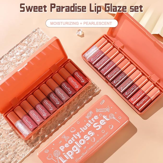 10 Colors Lip Tint Stain Set, Korean Plumping Lip Gloss Watery Lip Stain, Multi-use for Mini Liquid Lipstick & Cheek Tint Long Lasting Vivid Color #01
