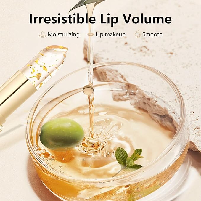 Transferproof Color Changing Lipstick, Gold Crystal Color Changing Lipstick, Gold Foil Moisturizing Gloss Lip Long Lasting 24 Hours Deep Nourishment, 1 PC