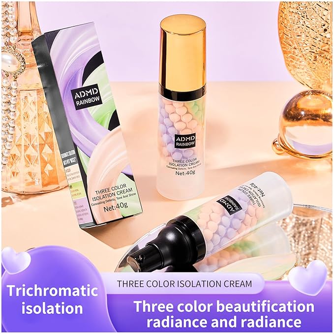 Face Primer for Makeup 3 Colors Isolation Cream Color Corrector Primer Concealer Invisible Pore Brightening Primer Base Corrector Natural Isolation Cream Primer Face Makeup
