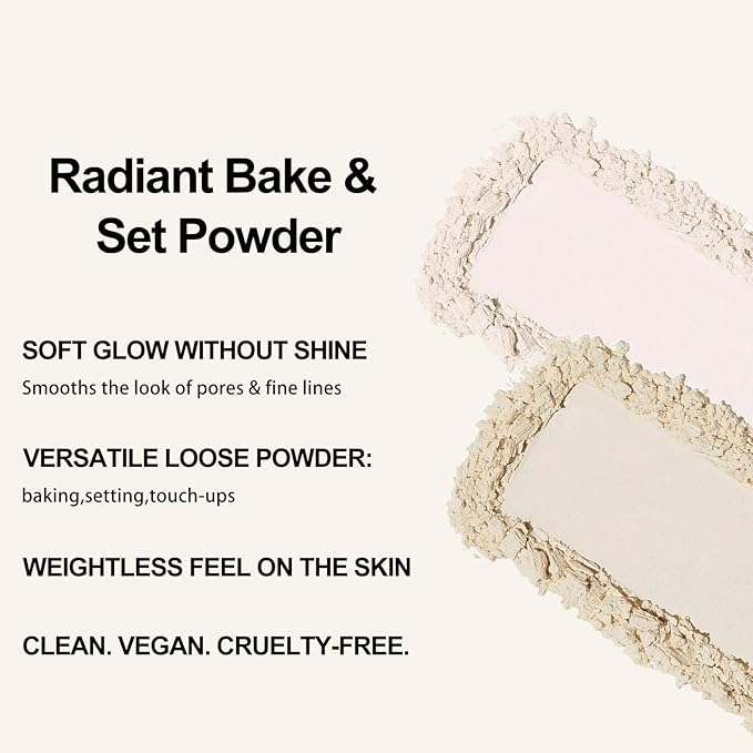 Glow Soft Focus Setting Powder, Smooths Pores & Lines, Silky Powder for Creating Without Shine, Bake Setting Powder, Talc-Free, Vegan, 0.35 Oz (Light Pink)