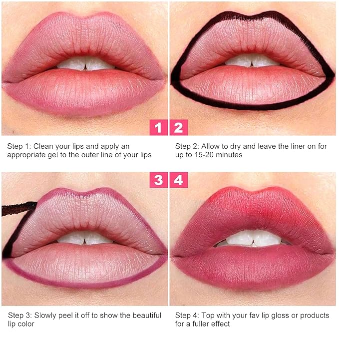 Lip Stain - Peel Off Lip Stain, Long Lasting Lip Liner with Matte Finish, Waterproof, Transfer-proof, Highly Pigmented Color (#03 Rose, 1 PCS)
