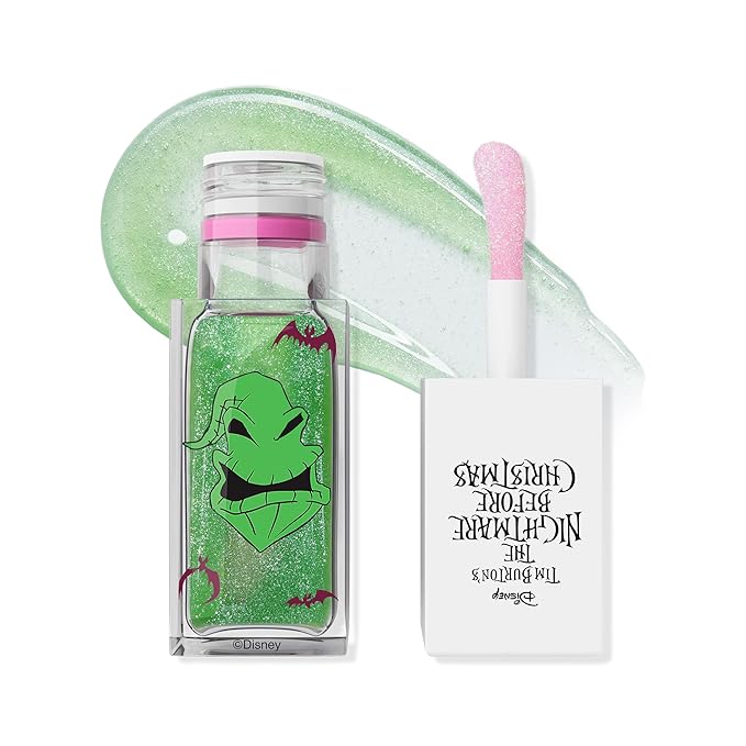 wet n wild Nightmare Before Christmas Color Changing Lip Oil, Nourishing High-Shine Formula with pH-Activated Tint, Chocolate & Vanilla Scent - Truth or Scare