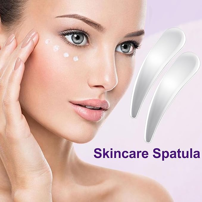 3pcs Mini Metal Skincare Spatula, Reusable Makeup Applicator Cosmetic Spoon, Facial Massage Beauty Tools for Mixing or Sampling DIY Mask Eye Cream Essences Skin Care Cream- Silver
