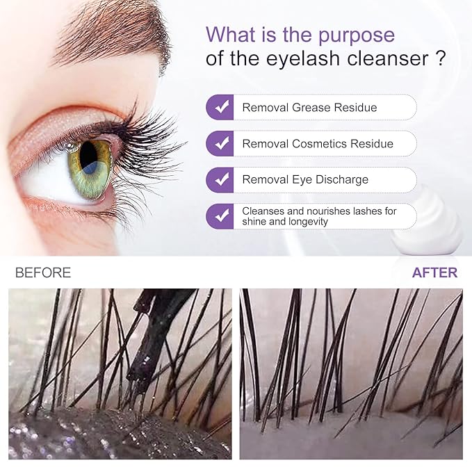 Eyelash Cleanser Concentrate 100ml Eyelash Extension Cleanser Inside the Eyelash Extension Kit Oil-Free Eyelash Extension Shampoo Perfect for Salon-Can Make Ten 60ml bottles of Lash Shampoo,Lavender