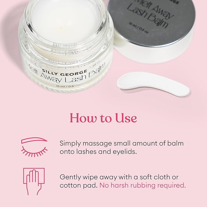 Silly George Melt Away Makeup & Lash Extension Remover - Removes All Eye Makeup (Including Mascara & Eyeliner) + Lash Extensions & Adhesives - Hydrating Moisturizer for Eyes & Lashes - 15 milliliters
