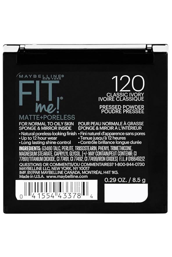 Maybelline Fit Me Matte + Poreless Pressed Powder Makeup & Liquid Foundation Makeup Bundle, 1 Count Each