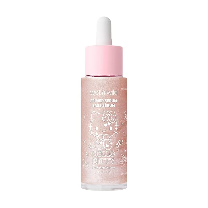 wet n wild Hello Kitty Primer Serum, Infused Vitamin E & Diamond Powder for Long-Lasting Hydration, Warm Apple Pie Lightly Scented, Cruelty-Free & Vegan