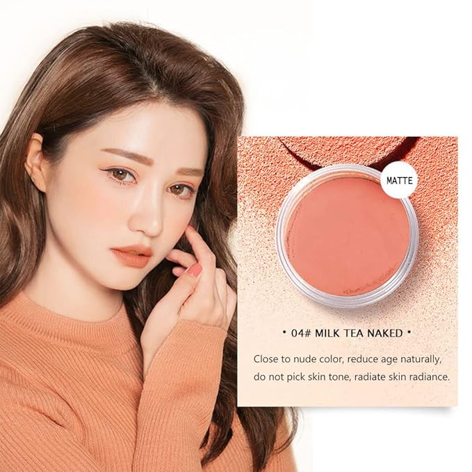 Loose Powder Blush Air Cushion Blush Natural Blusher Bright Shimmer Face Blush for Cheek Highly Pigmented Blush Makeup Easy to Blend Makeup Blushin, All Day Wear(04#)
