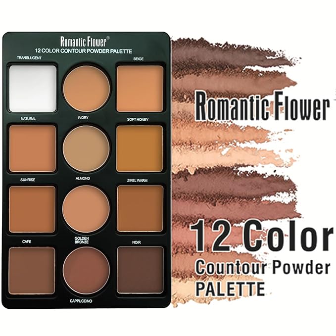 Contouring Makeup Kit for beginners, 9 Colors Pro Contour Palette with Make Up Brush, Waterproof Long-Lasting Cosmetics Gift Idea for Dark Skin, Flawlessly Sculpted Face