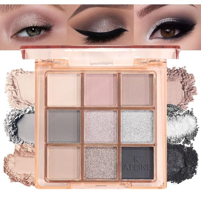 Smoky Grey & Pink Ultra-Pigmented Eyeshadow Palette - Matte & Sparkling Shimmer Fusion - 24H Crease-Resistant Wear(03#, 1 Count (Pack of 1))