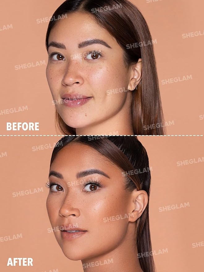 SHEGLAM Sunside Bronzer Powder Contour Long Wear Evenly Pigmented Neutral Warm Tone Sculpting Natural Matte Contour & Bronzer Face Makeup-Day Gleam