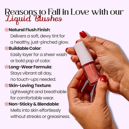 M2U NYC Light Pink Liquid Blush – Soft, Dewy Liquid Blush for Cheeks with High Pigment Color & Breathable Feel – Lightweight & Blendable, Long-Lasting Formula Infused with Rosehip Oil (Cotton Candy)